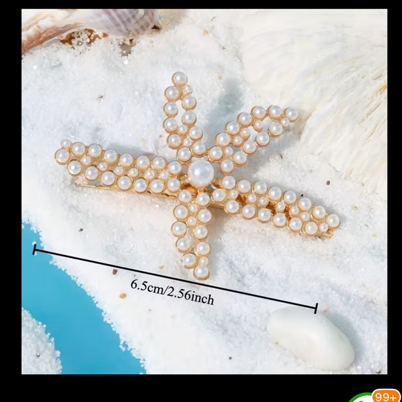 ⚪️🌟⚪️ STARFISH HAIR CLIPS (2) WITH PEARLS & RHINESTONES❗️⚪️🌟⚪️ - Picture 5 of 8